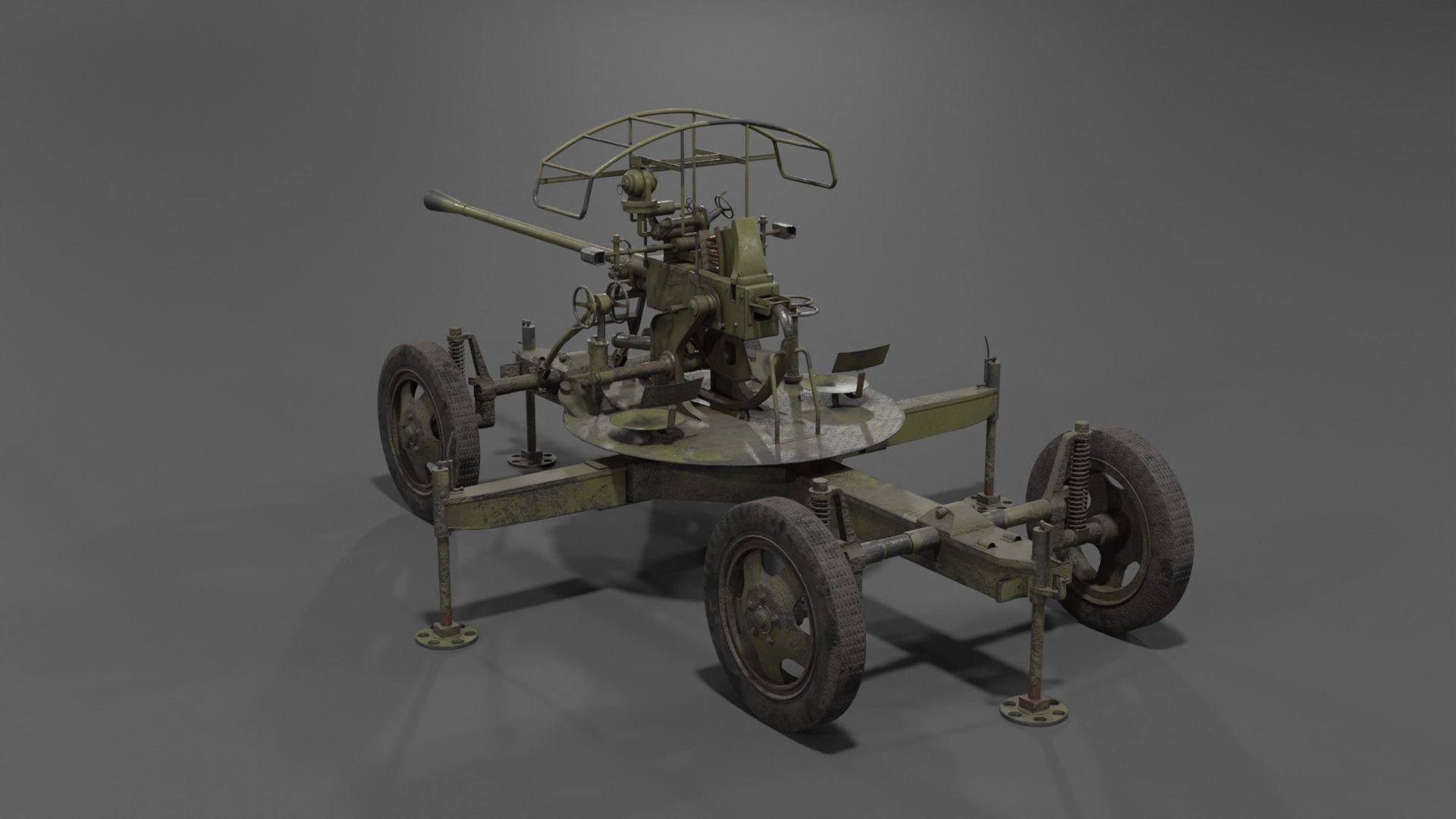 37 mm automatic air defense gun M1939 61-K Low-poly 3D model_14