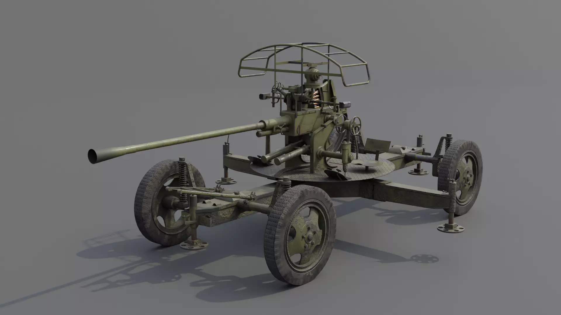 37 mm automatic air defense gun M1939 61-K Low-poly 3D model_0