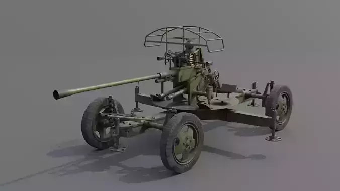 37 mm automatic air defense gun M1939 61-K Low-poly 3D model