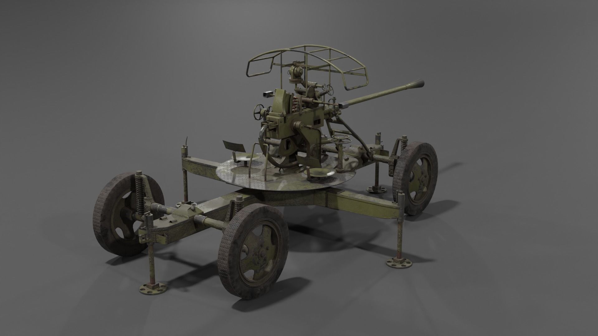 37 mm automatic air defense gun M1939 61-K Low-poly 3D model_19