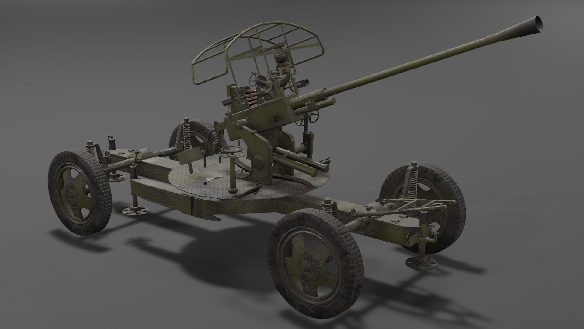 37 mm automatic air defense gun M1939 61-K Low-poly 3D model_5