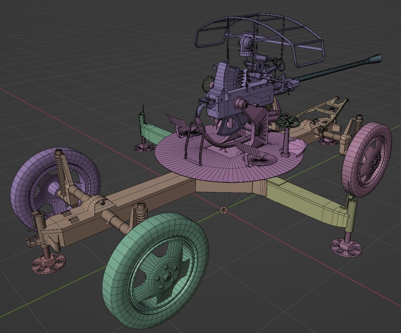 37 mm automatic air defense gun M1939 61-K Low-poly 3D model_8