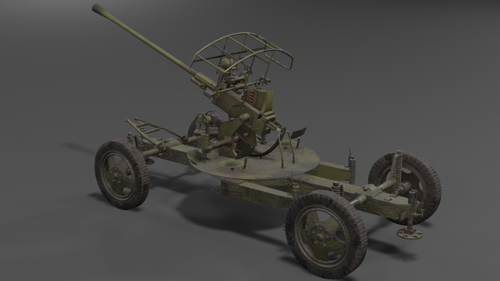 37 mm automatic air defense gun M1939 61-K Low-poly 3D model_3