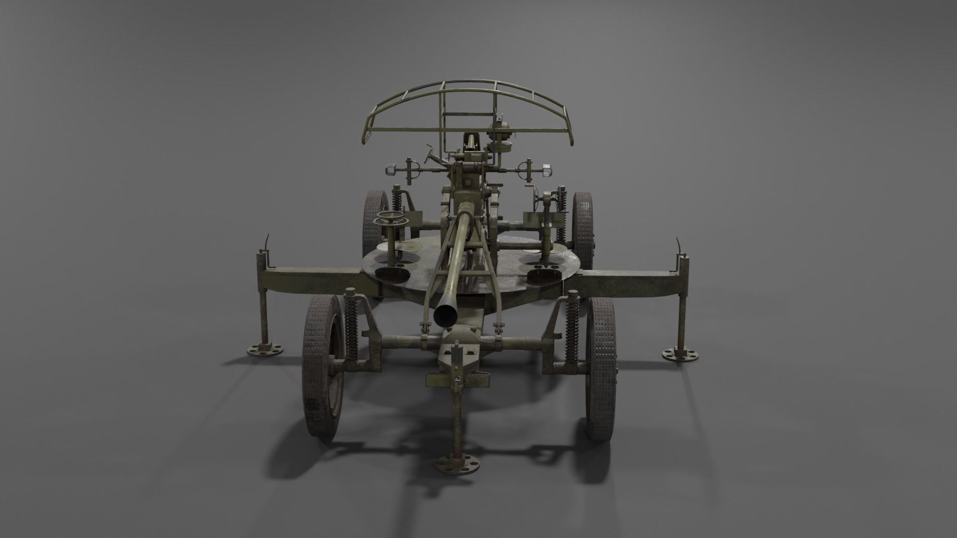 37 mm automatic air defense gun M1939 61-K Low-poly 3D model_11