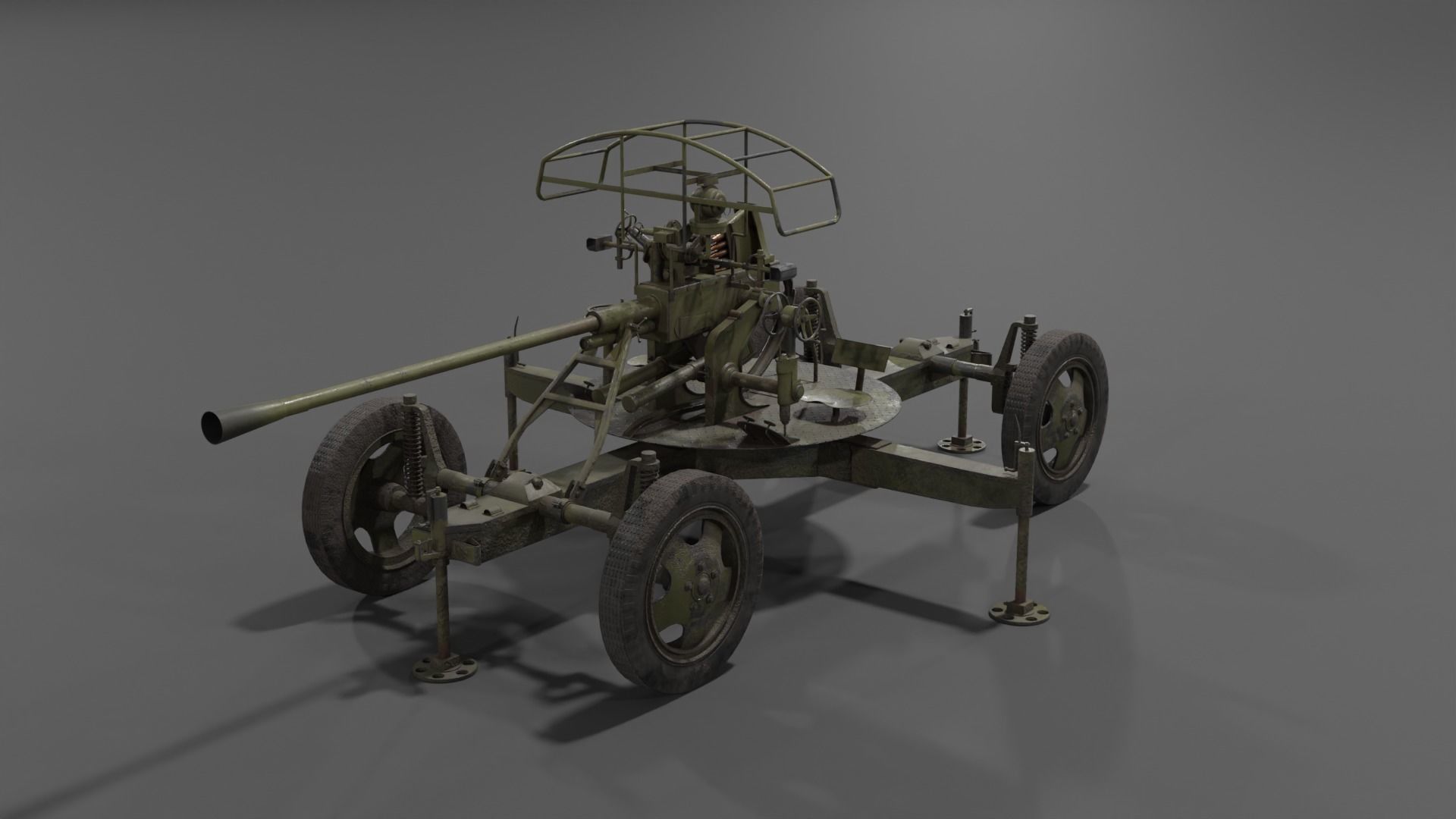 37 mm automatic air defense gun M1939 61-K Low-poly 3D model_18