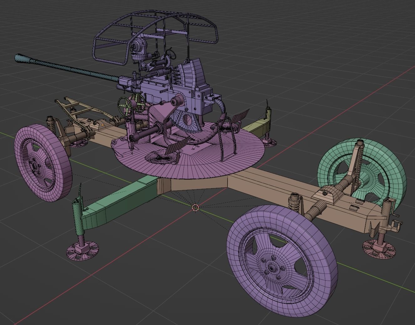 37 mm automatic air defense gun M1939 61-K Low-poly 3D model_9