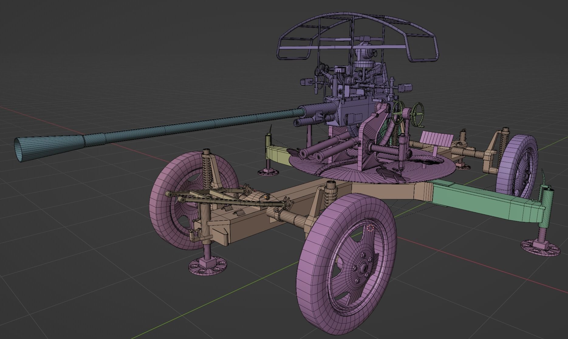 37 mm automatic air defense gun M1939 61-K Low-poly 3D model_6
