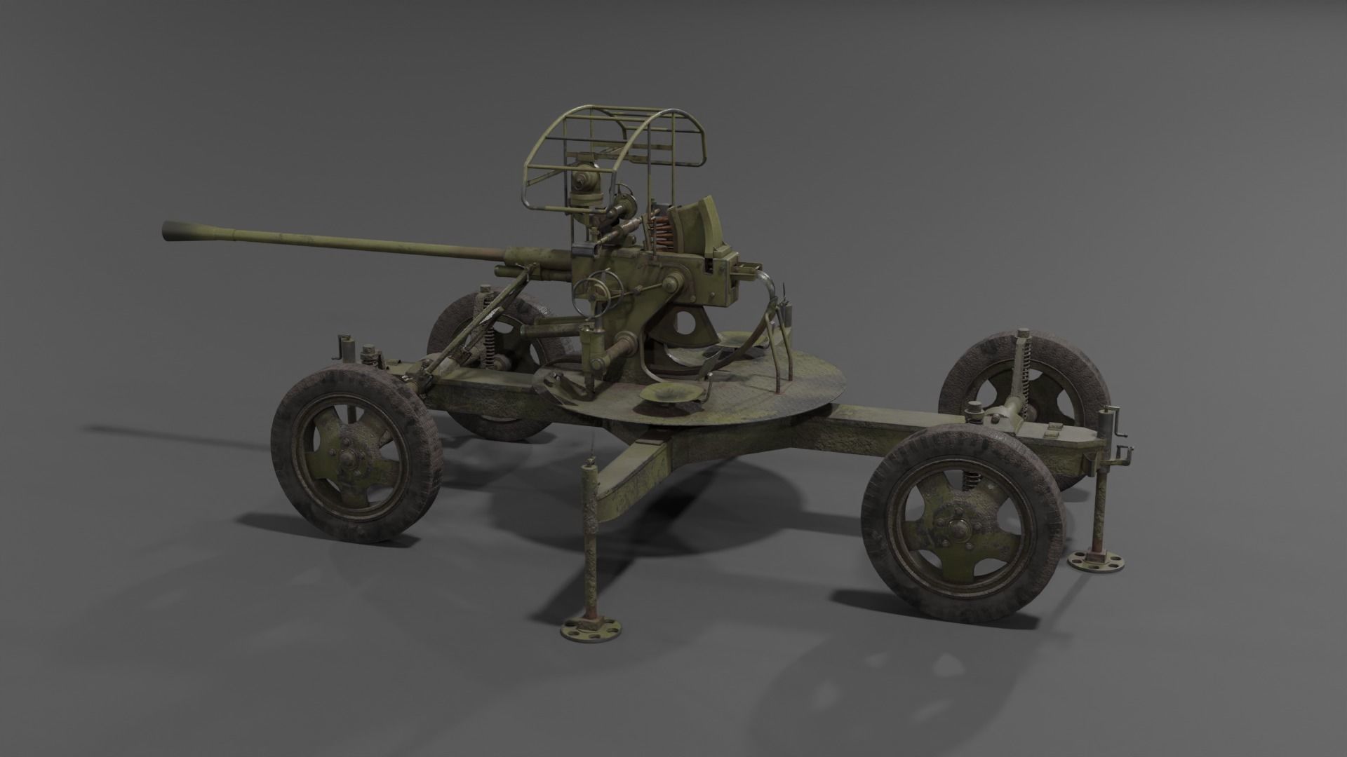 37 mm automatic air defense gun M1939 61-K Low-poly 3D model_13