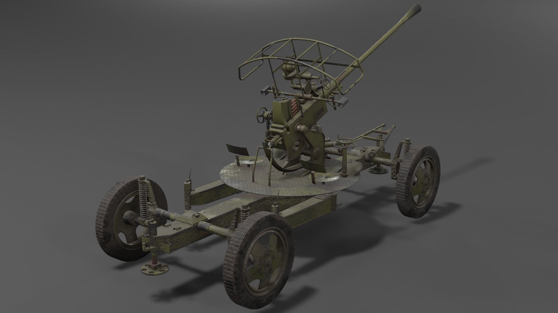 37 mm automatic air defense gun M1939 61-K Low-poly 3D model_4