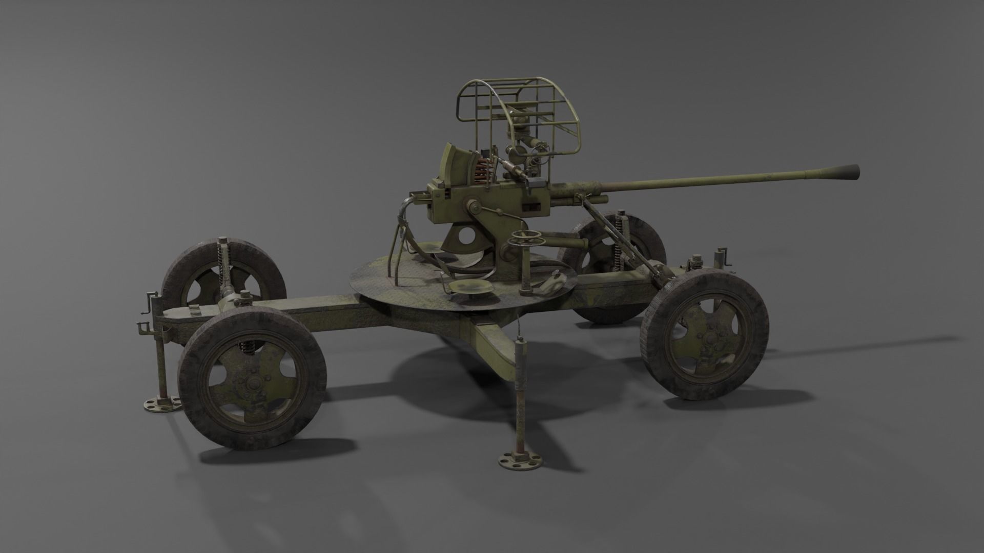 37 mm automatic air defense gun M1939 61-K Low-poly 3D model_15