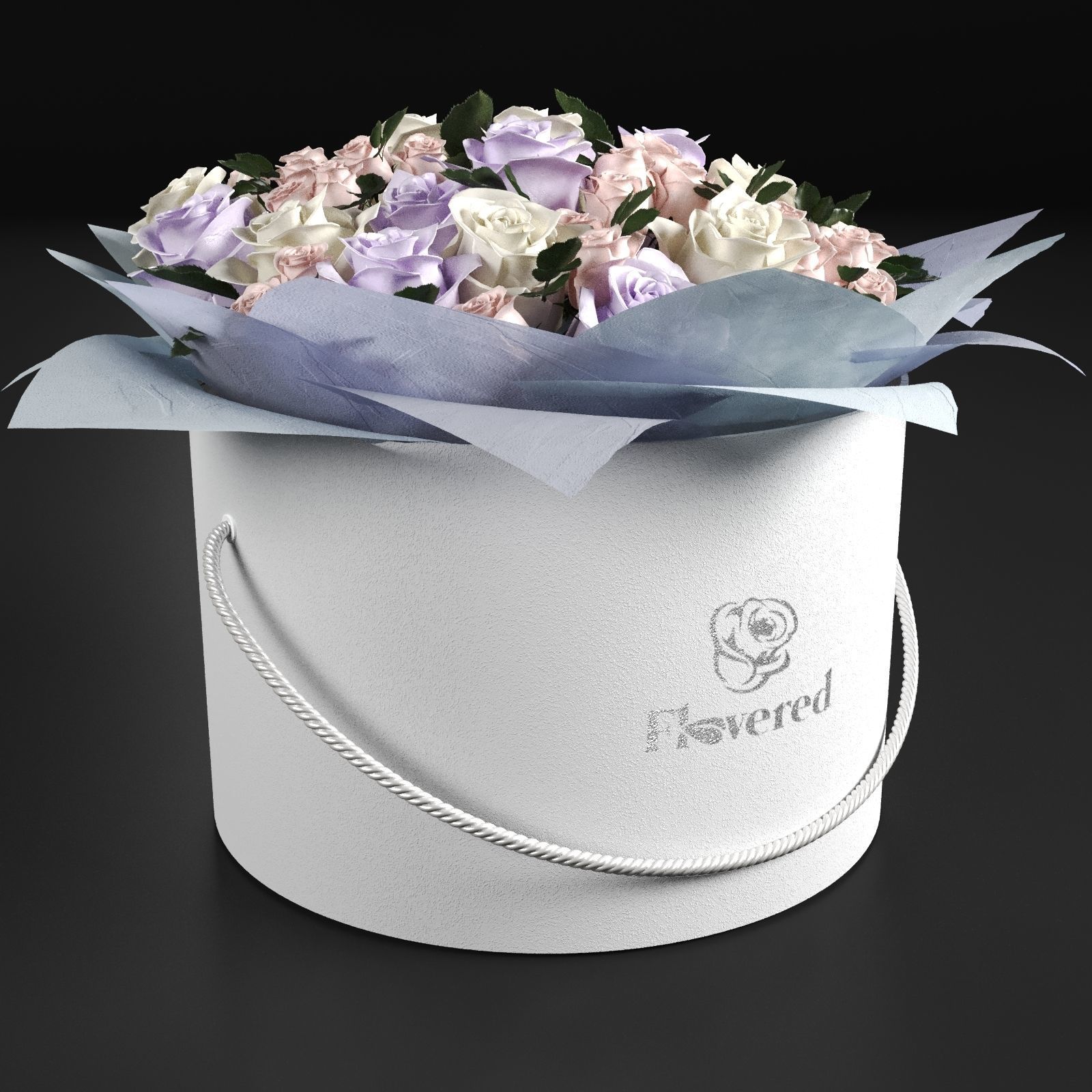 One hundred roses rose  3D model_4