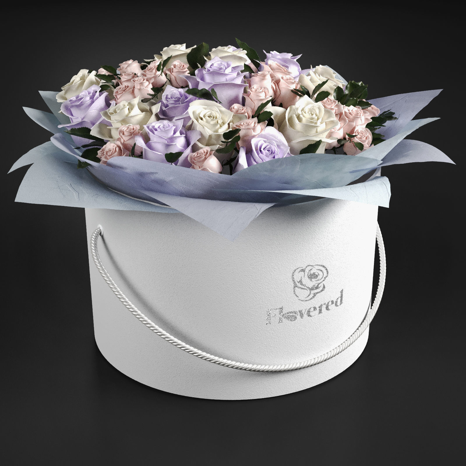 One hundred roses rose  3D model_2