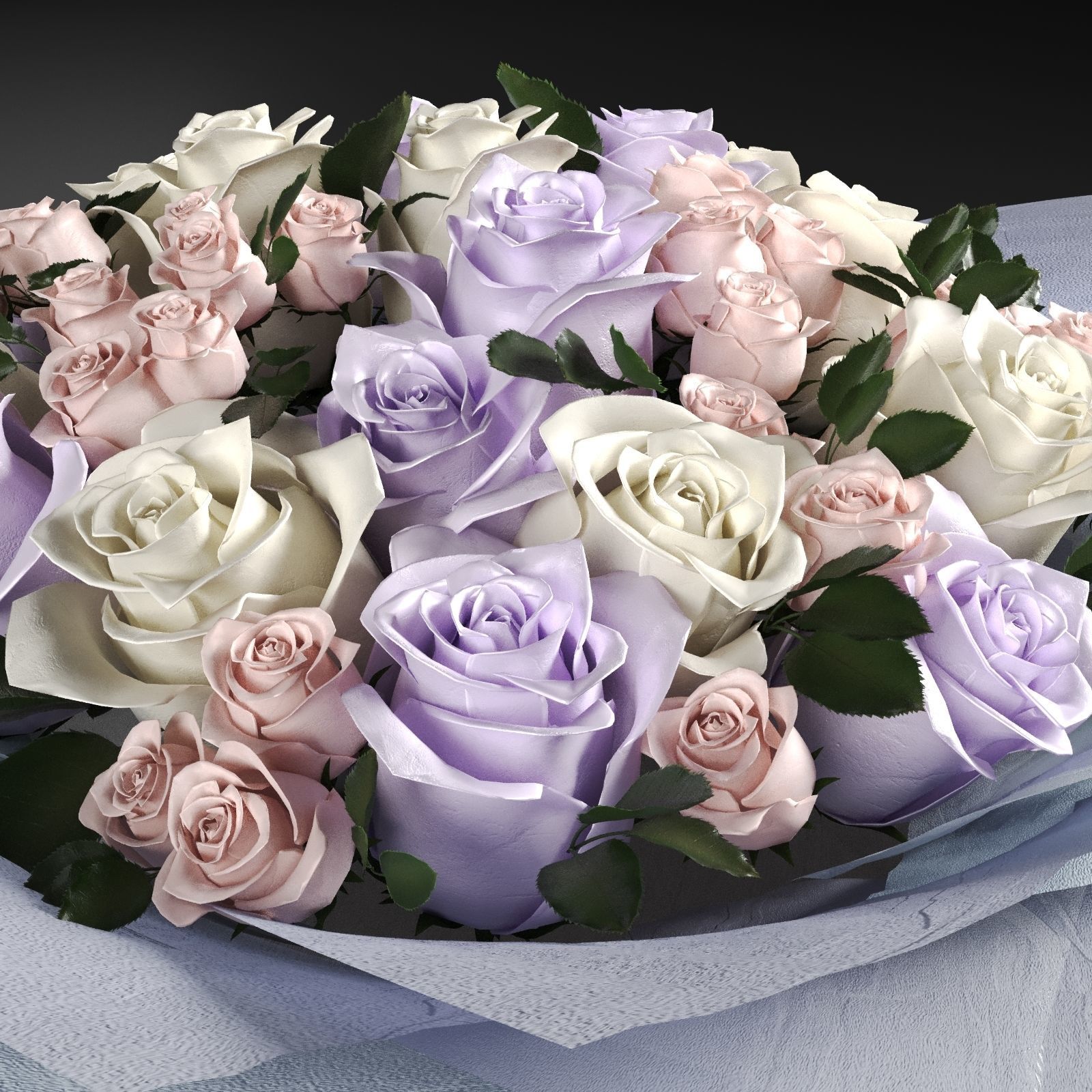 One hundred roses rose  3D model_3