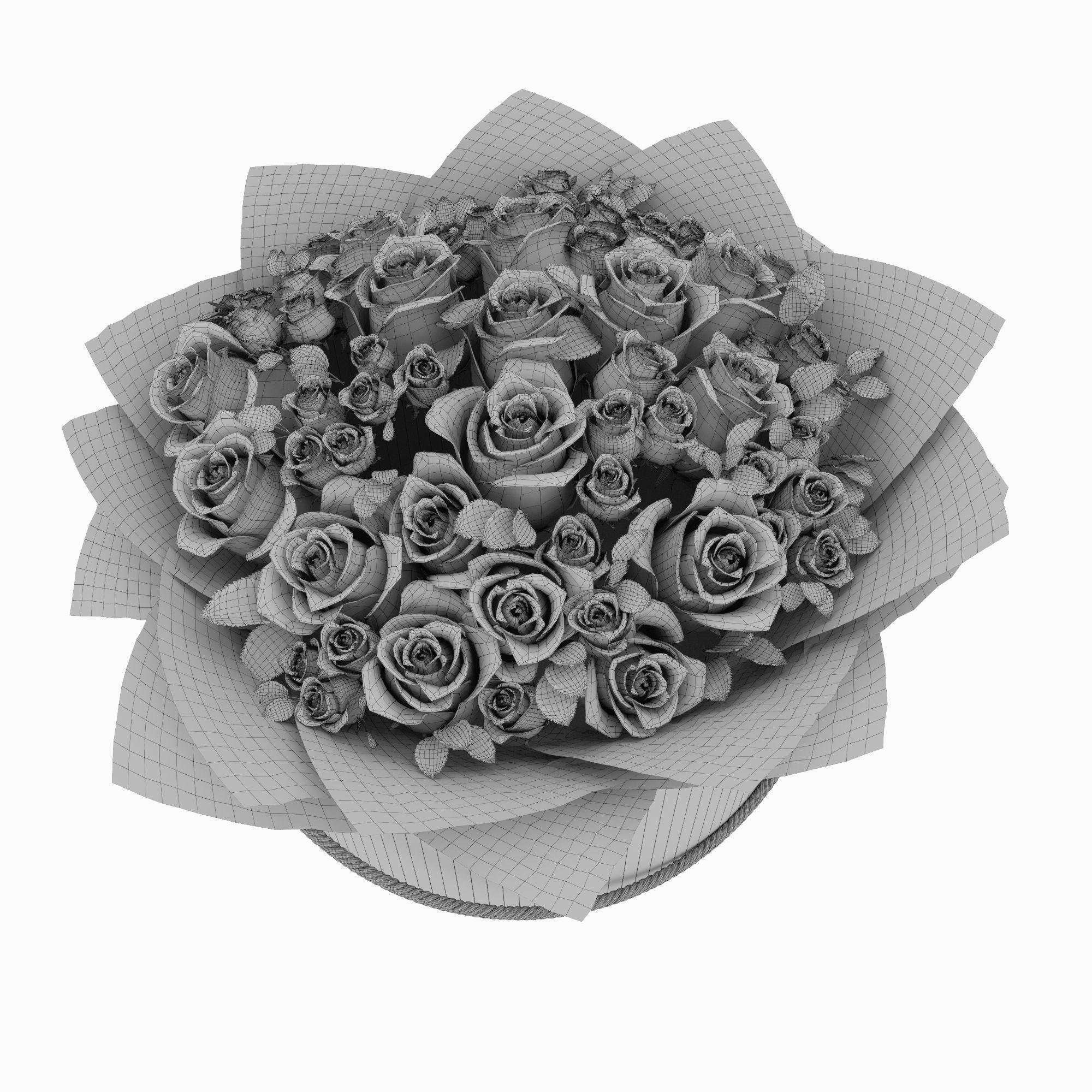 One hundred roses rose  3D model_6