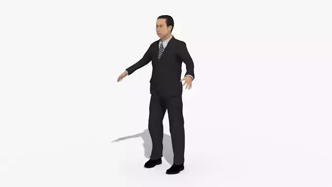 Asian Business Man Suit Executive Male RIGGED