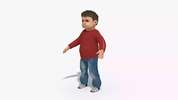 Caucasian Toddler Boy Child Kid RIGGED Low-poly 3D model
