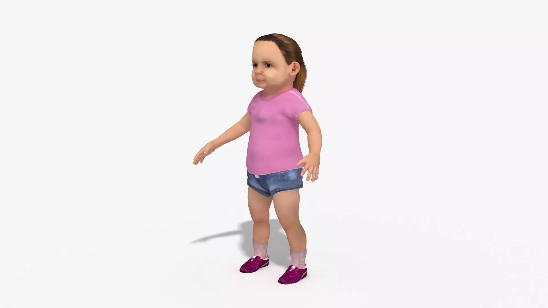 Caucasian Toddler Girl White kid Child Low-poly 3D model