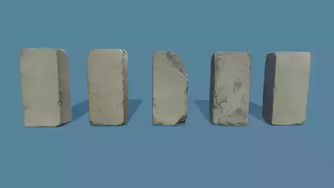3D Scan Old Silicate Bricks Pack - Props Low-poly 3D model