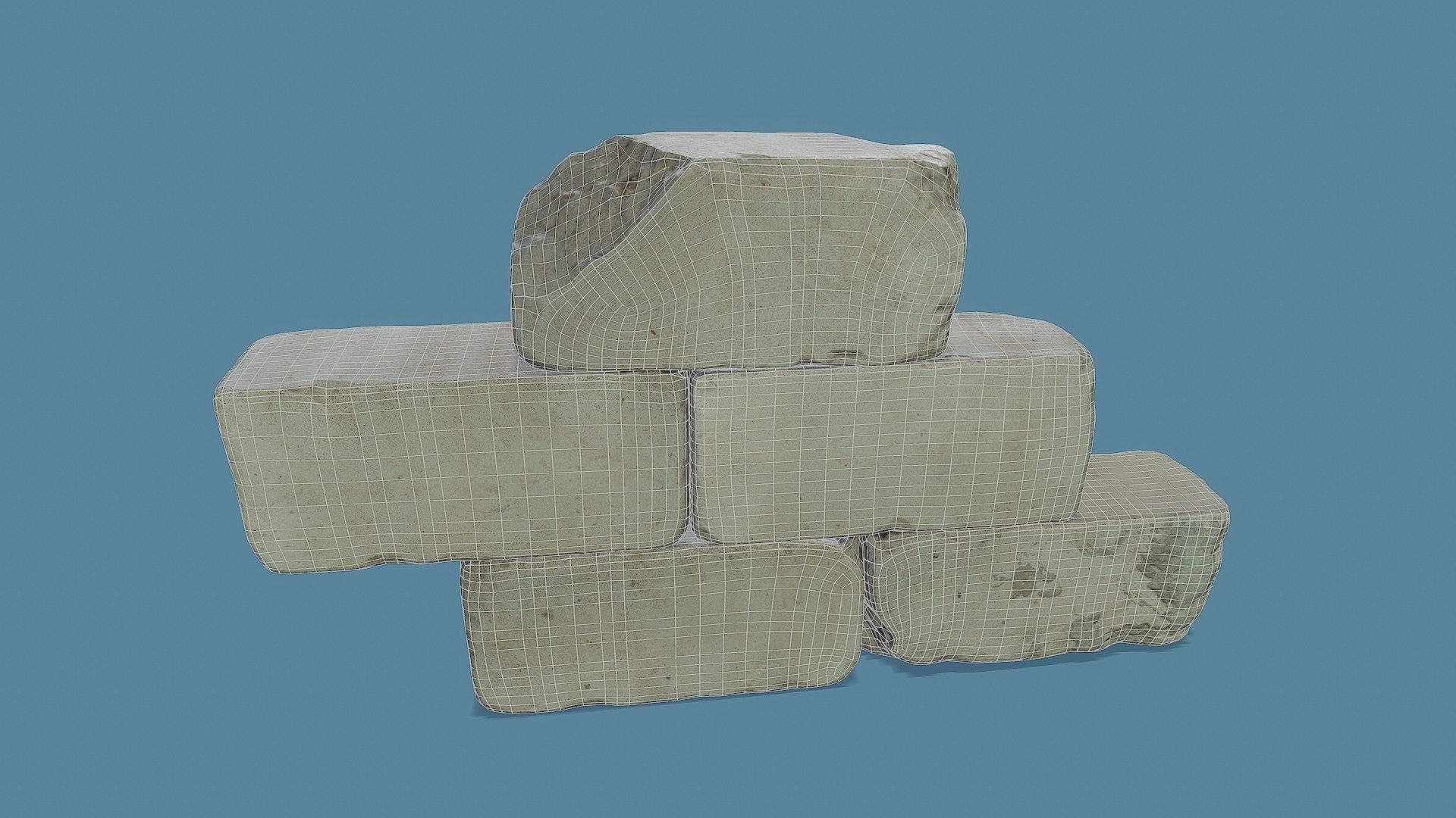 3D Scan Old Silicate Bricks Pack - Props Low-poly 3D model_3