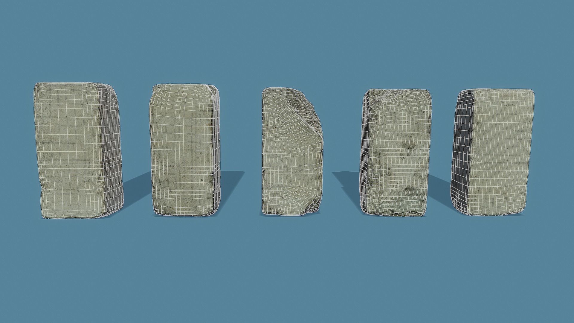 3D Scan Old Silicate Bricks Pack - Props Low-poly 3D model_1