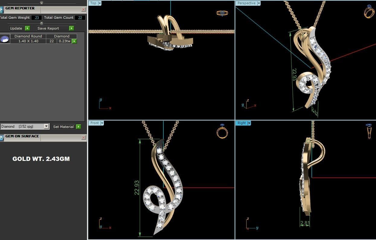 Women pendant 3D print model_3