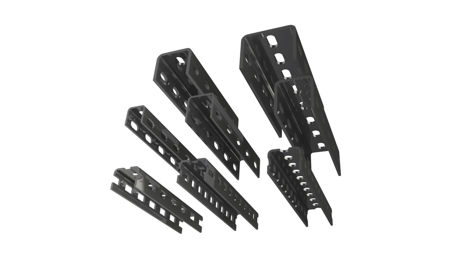 Metal framing U cross section  Low-poly 3D model_1