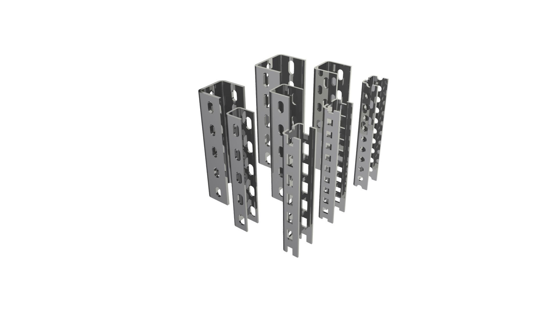 Metal framing U cross section  Low-poly 3D model_3