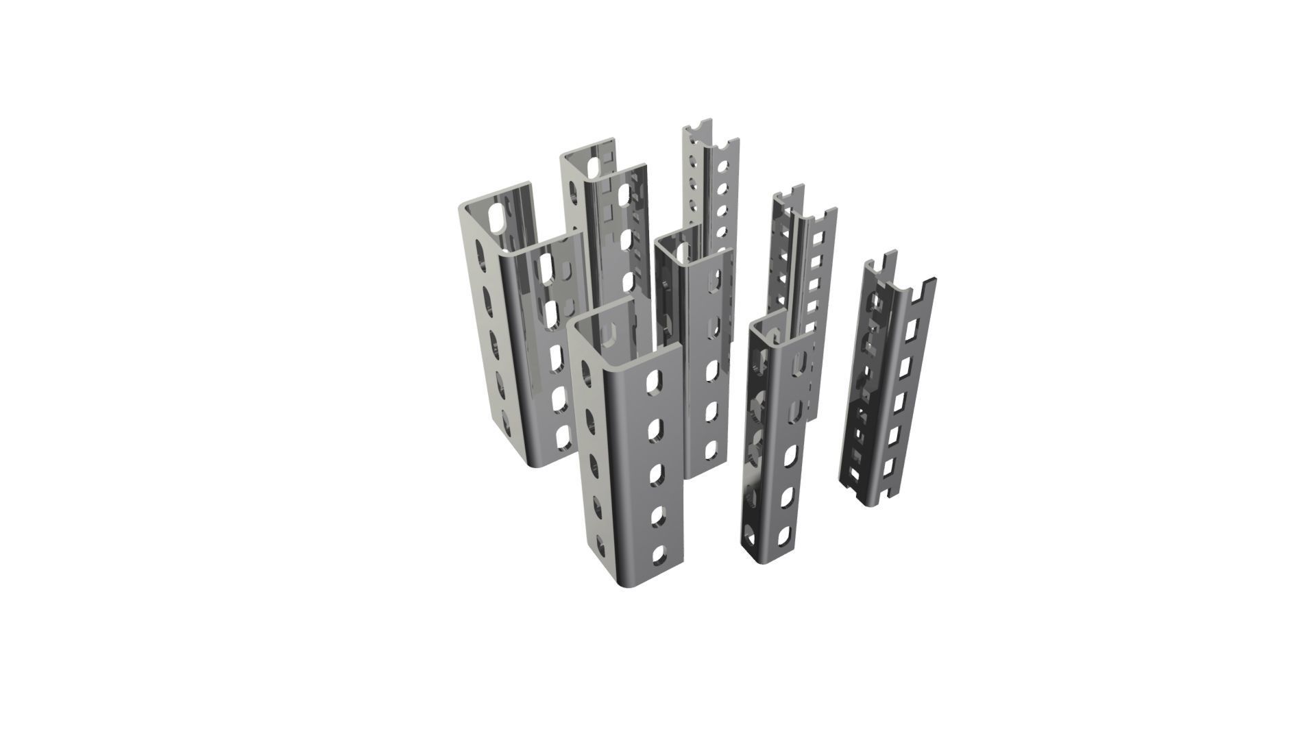 Metal framing U cross section  Low-poly 3D model_2