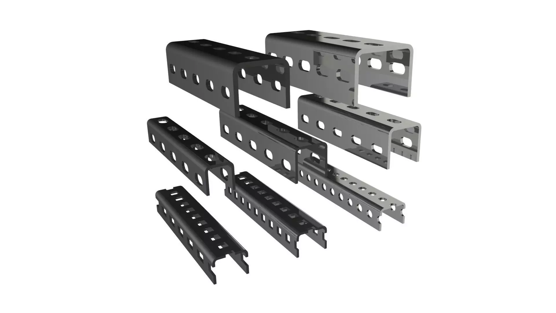 Metal framing U cross section  Low-poly 3D model_0