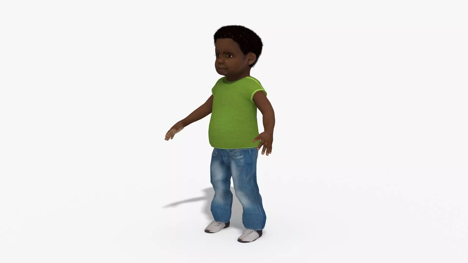 Casual Toddler boy child kid African Male RIGGED Low-poly 3D model