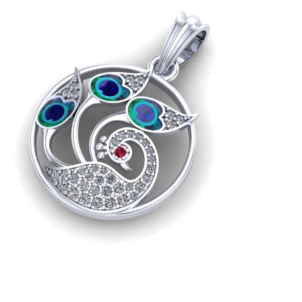 peacock pendent 3D print model_3