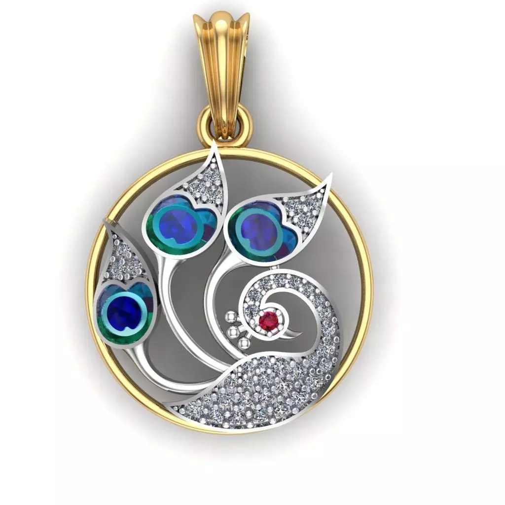 peacock pendent 3D print model_0