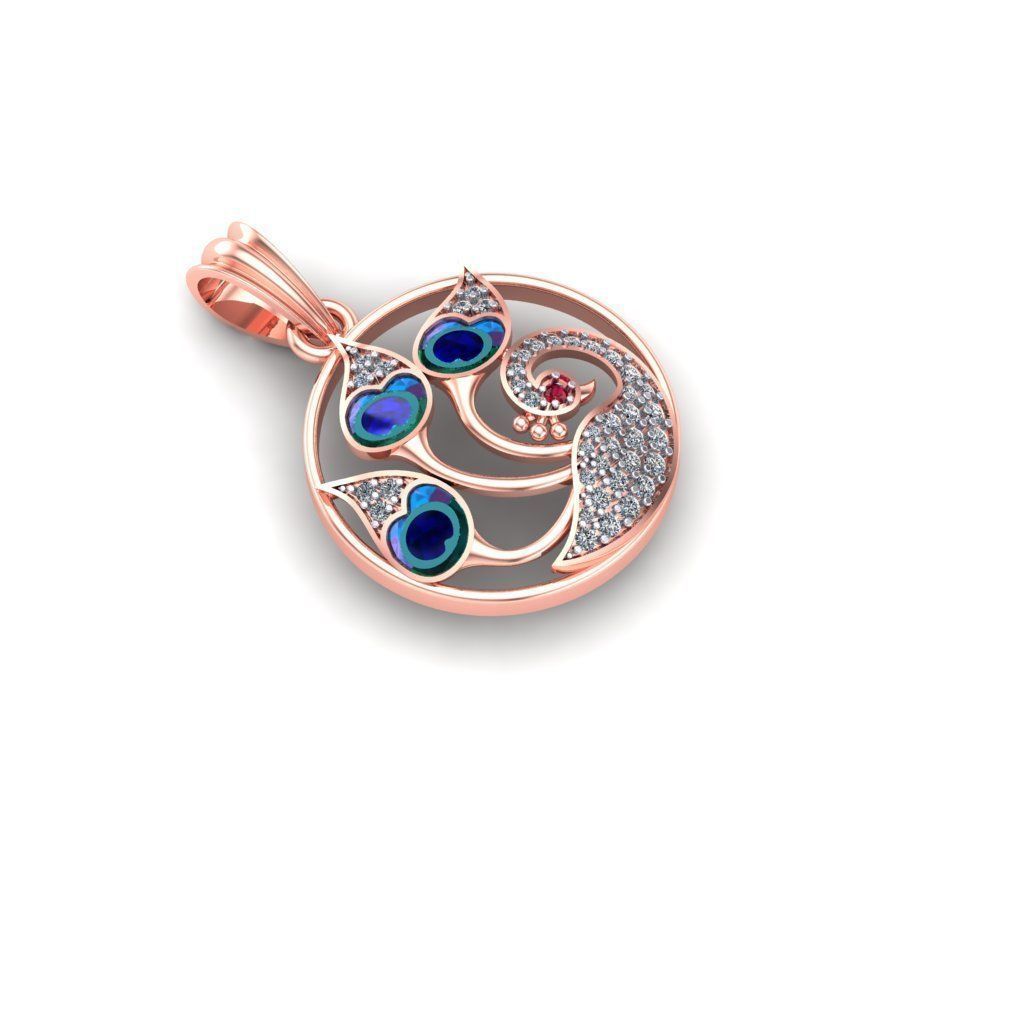 peacock pendent 3D print model_4