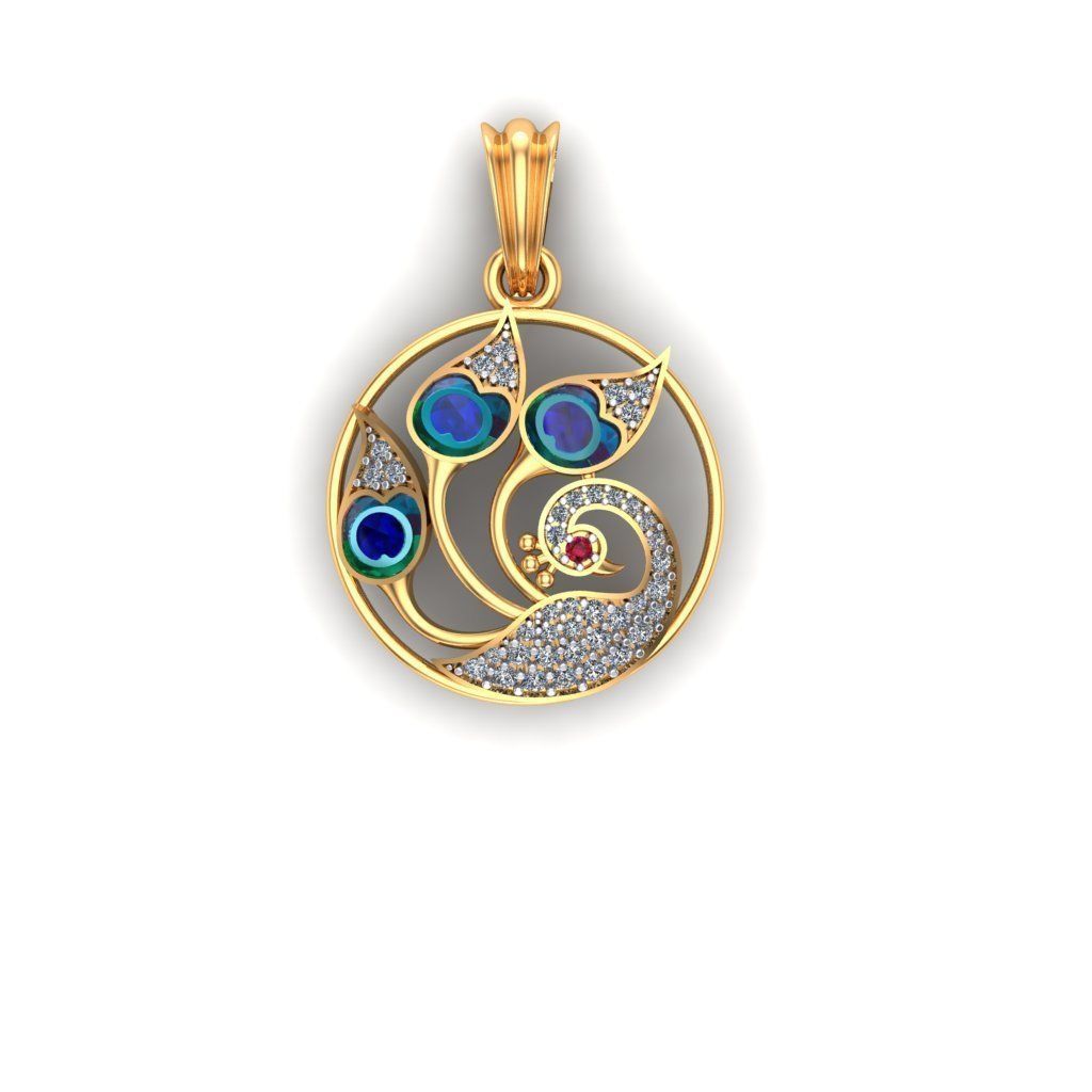 peacock pendent 3D print model_2