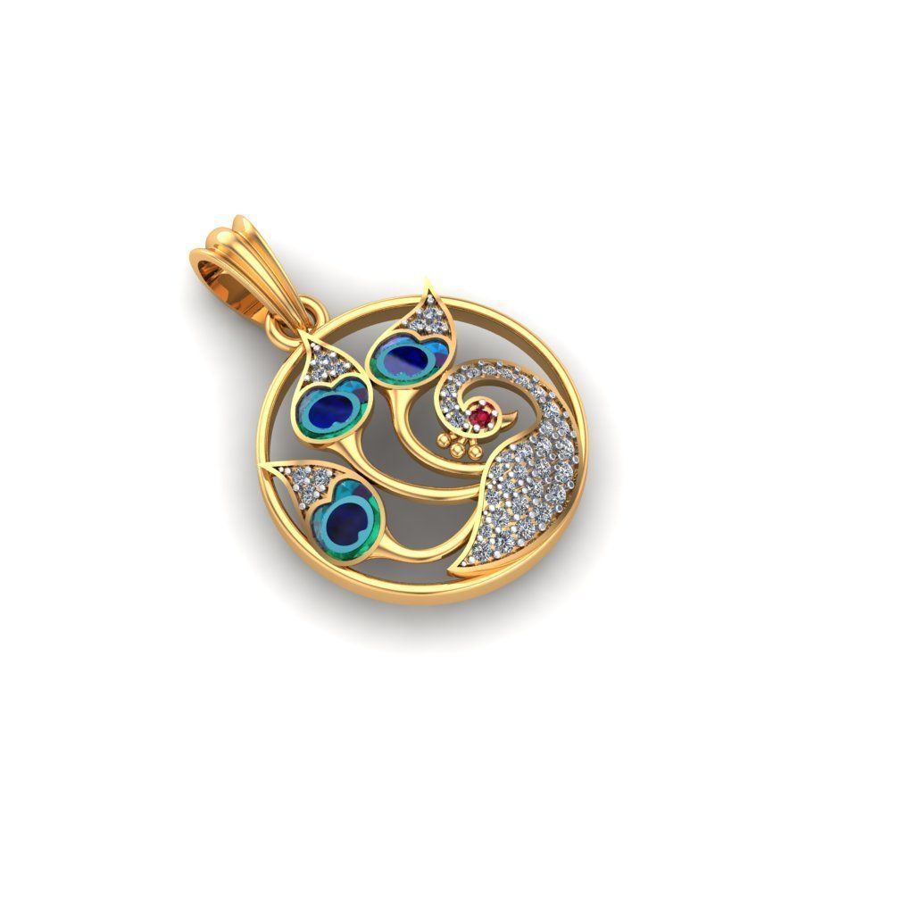 peacock pendent 3D print model_1