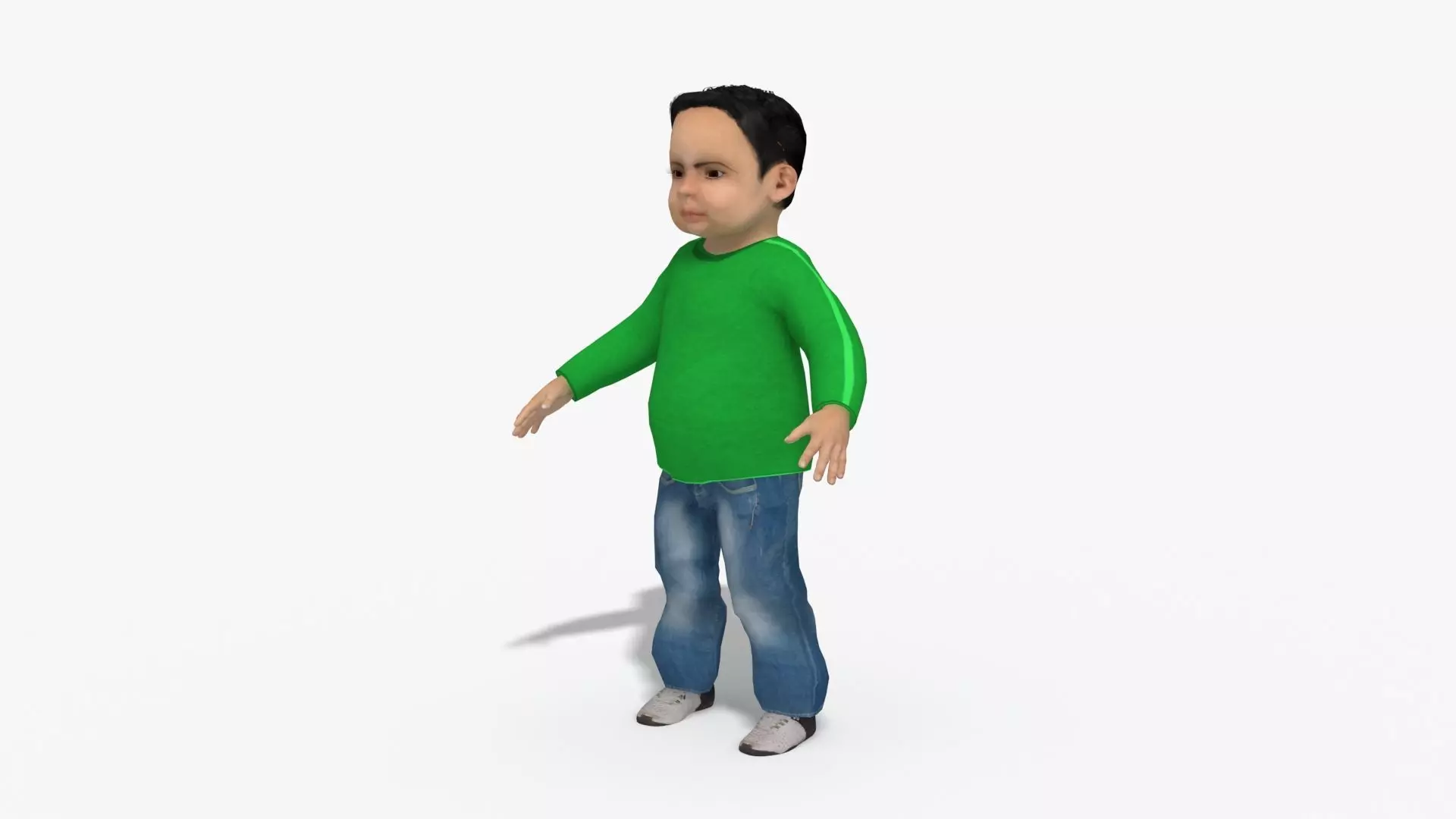 Casual toddler boy child kid Asian Male RIGGED Low-poly 3D model
