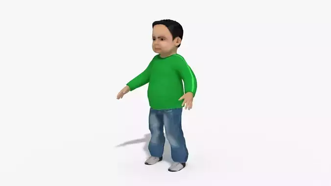 Casual toddler boy child kid Asian Male RIGGED Low-poly 3D model