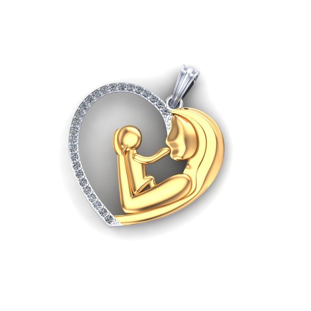 Mother AND Child Heart Shaped Pendant 3D print model_1