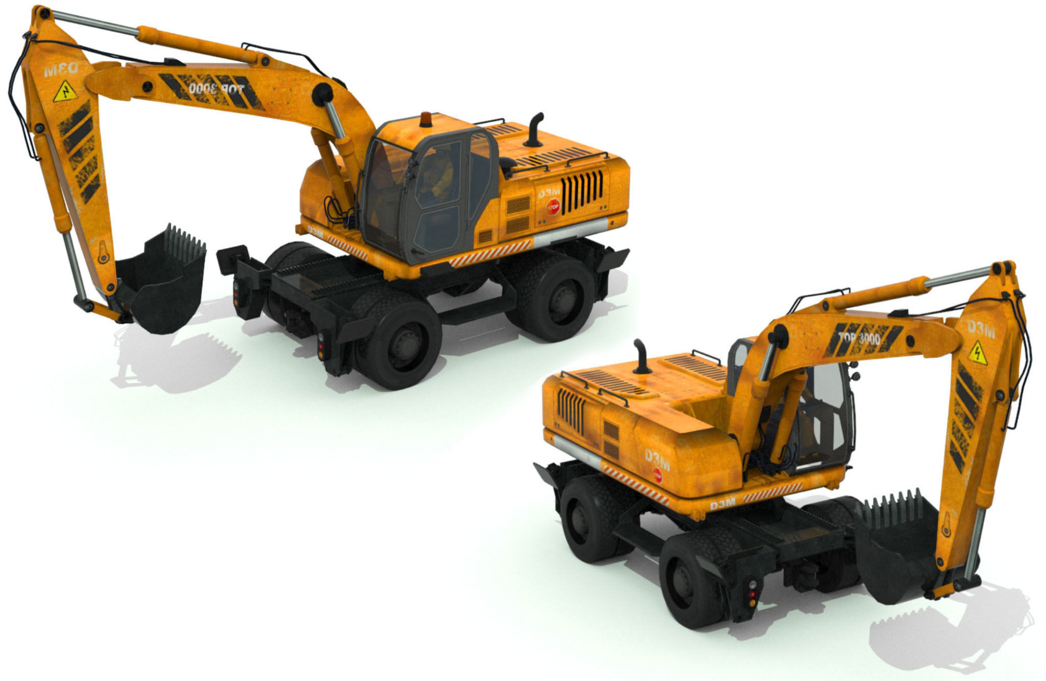 Construction Vehicles Pack Low-poly 3D model_1