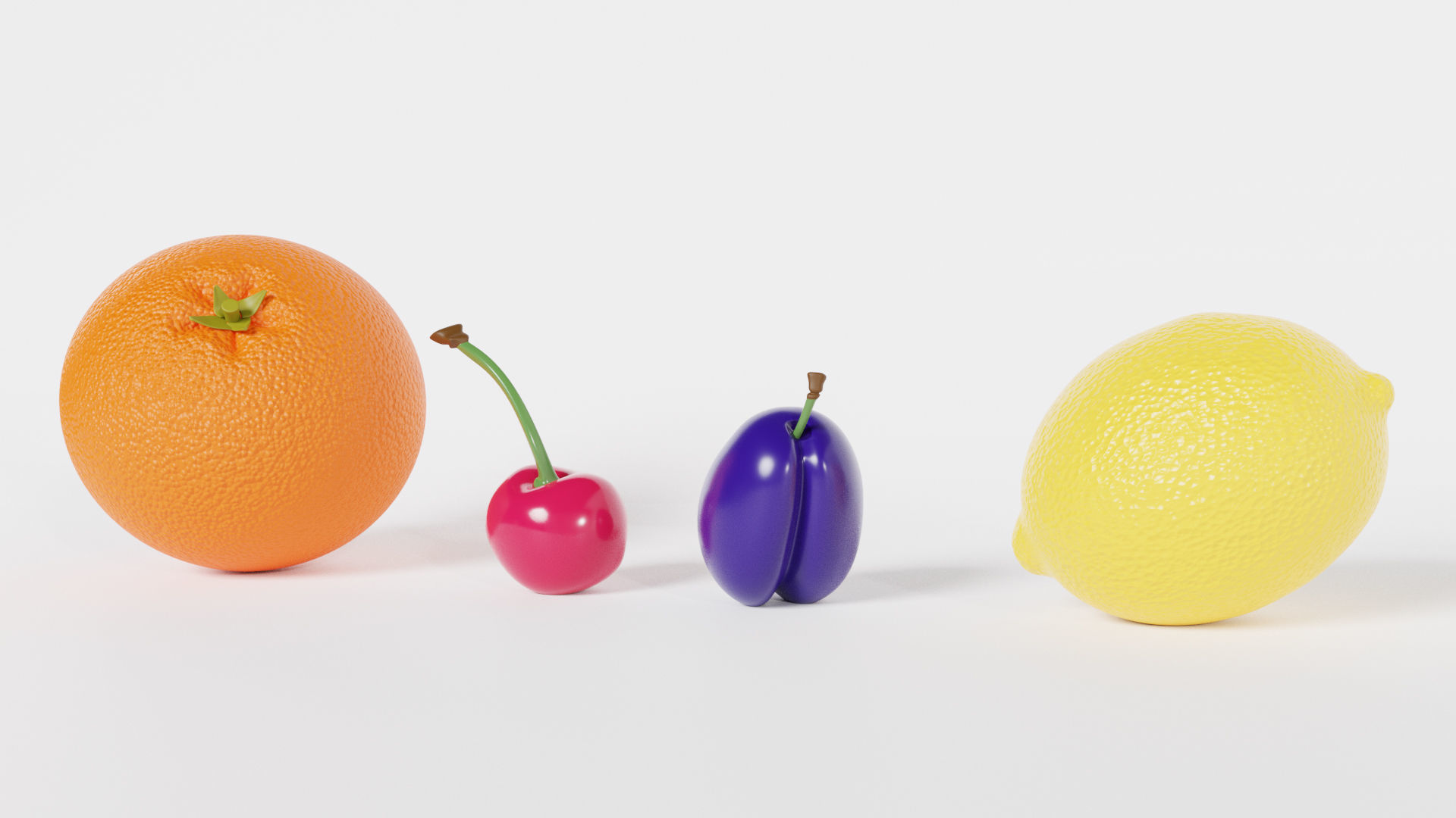 Set design fruits  Low-poly 3D model_1