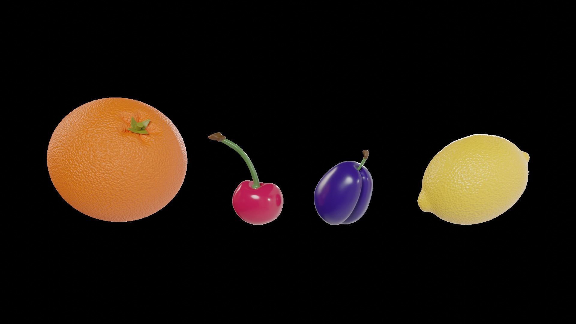 Set design fruits  Low-poly 3D model_7