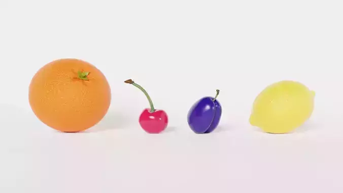 Set design fruits  Low-poly 3D model