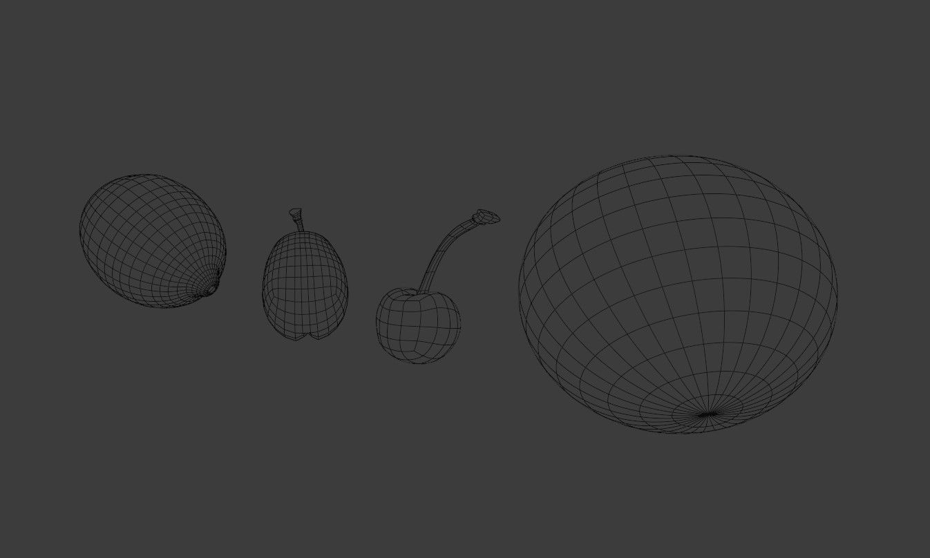 Set design fruits  Low-poly 3D model_10