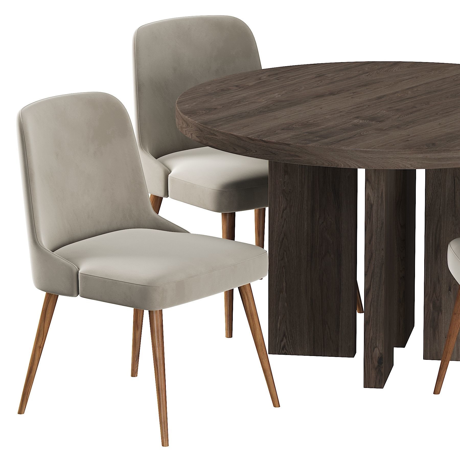West Elm Mid Century Cb2 shadow dining table 3D model_1