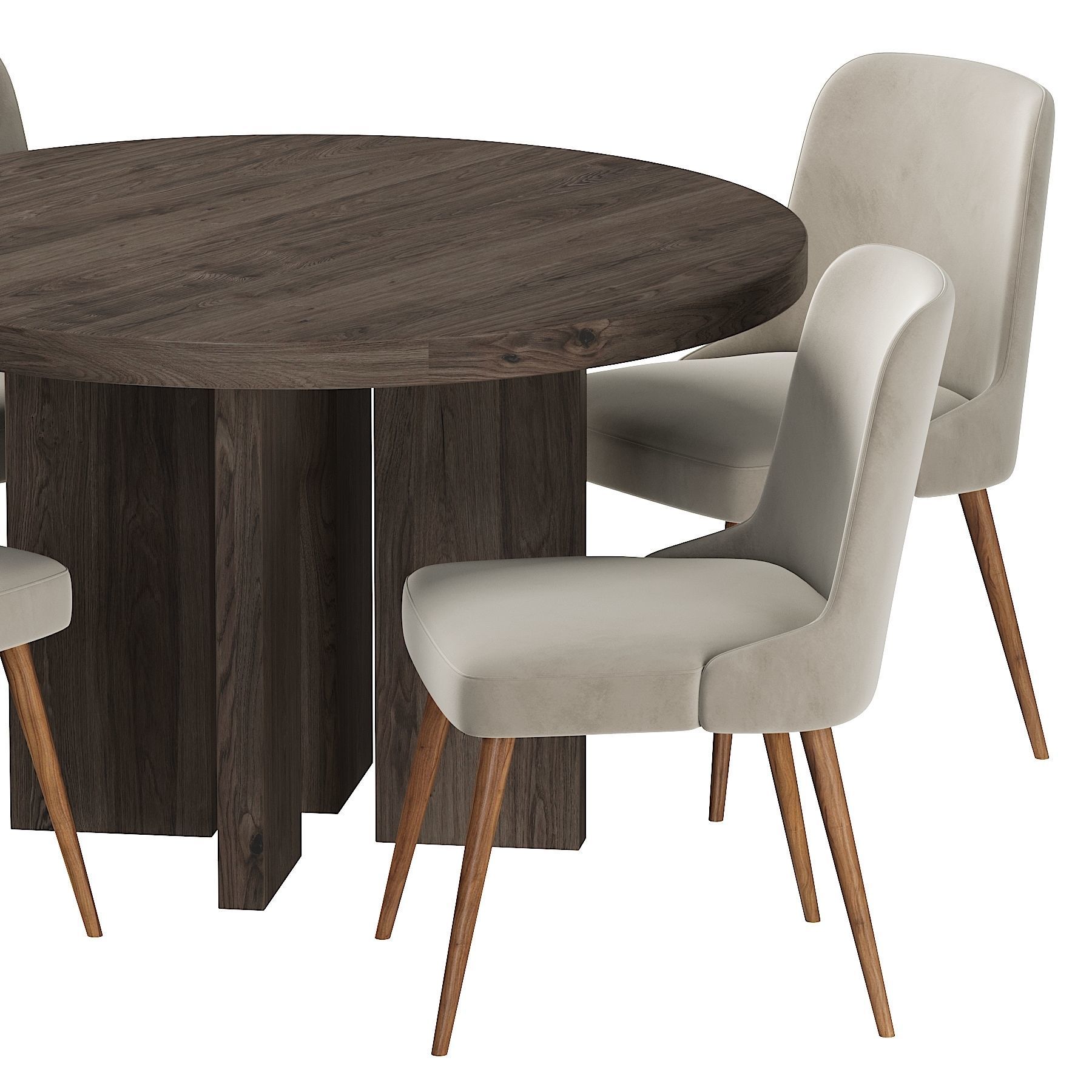 West Elm Mid Century Cb2 shadow dining table 3D model_2