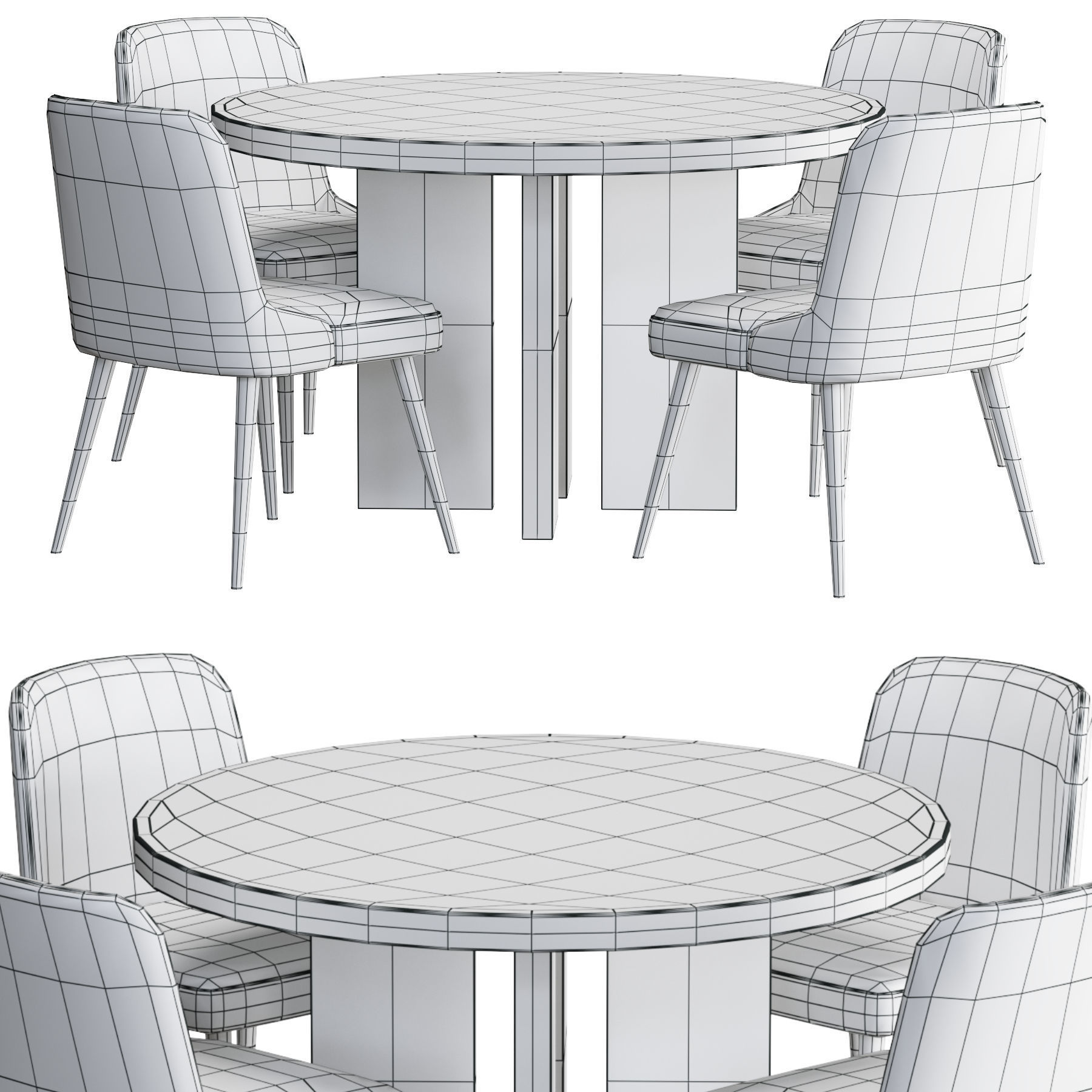 West Elm Mid Century Cb2 shadow dining table 3D model_3