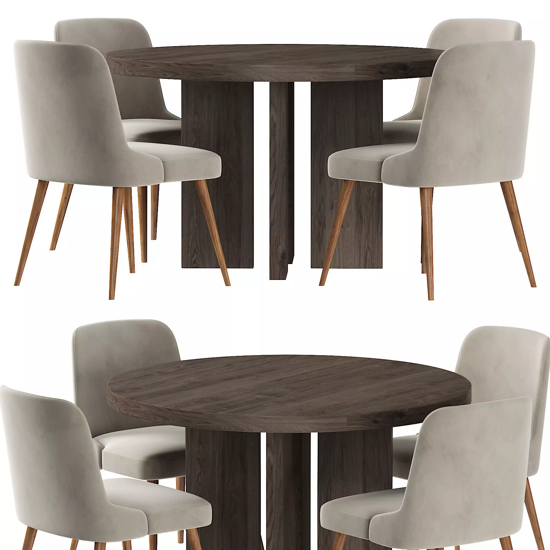 West Elm Mid Century Cb2 shadow dining table 3D model_0