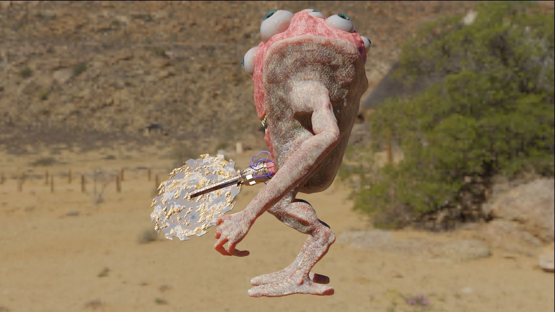 Eyemonster monster holding ball 3D model_5