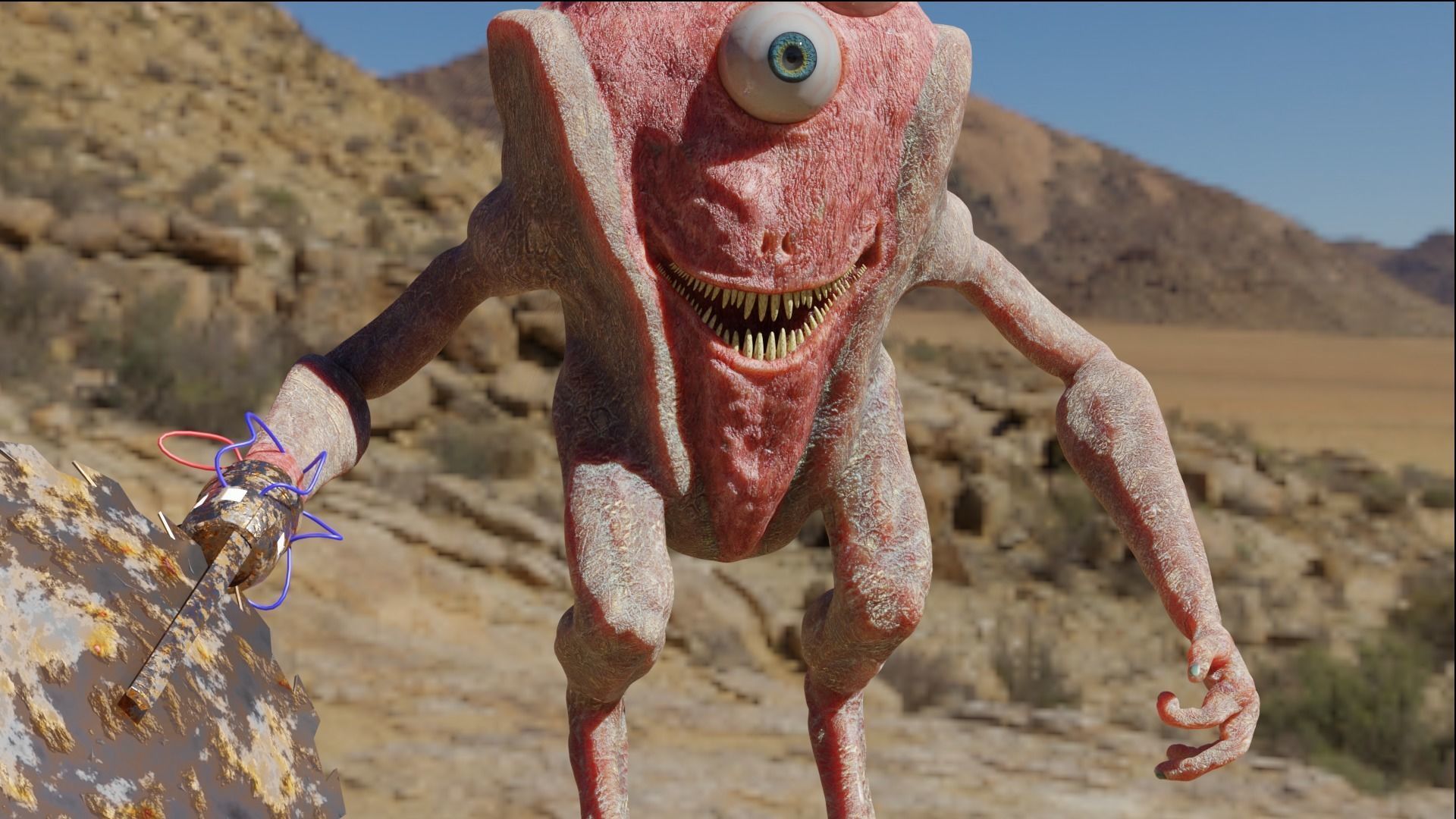 Eyemonster monster holding ball 3D model_2