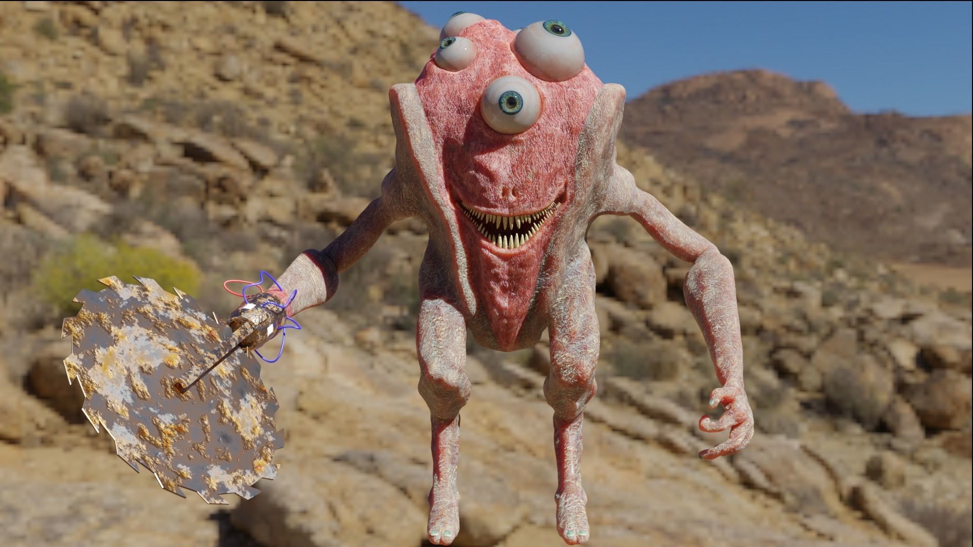 Eyemonster monster holding ball 3D model_4